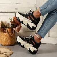 Women's Casual Lace-Up Platform Sneakers